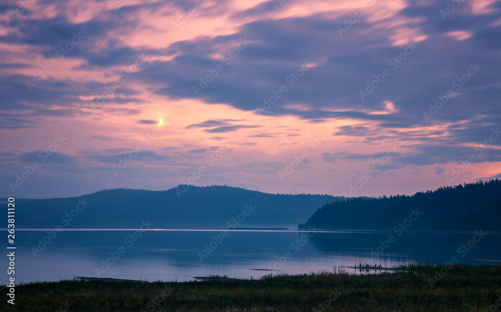 Kotokel lake in the Republic of Buryatia in Eastern Siberia after sunset