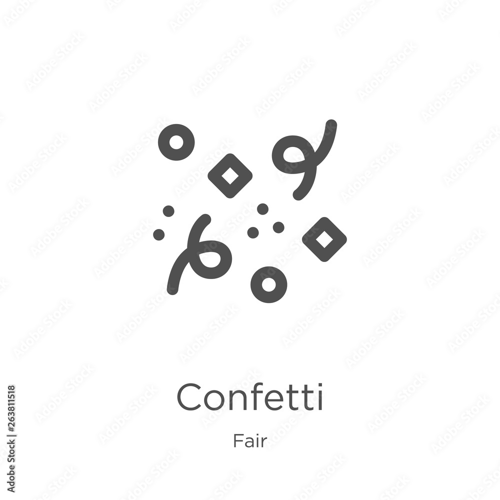 confetti icon vector from fair collection. Thin line confetti outline