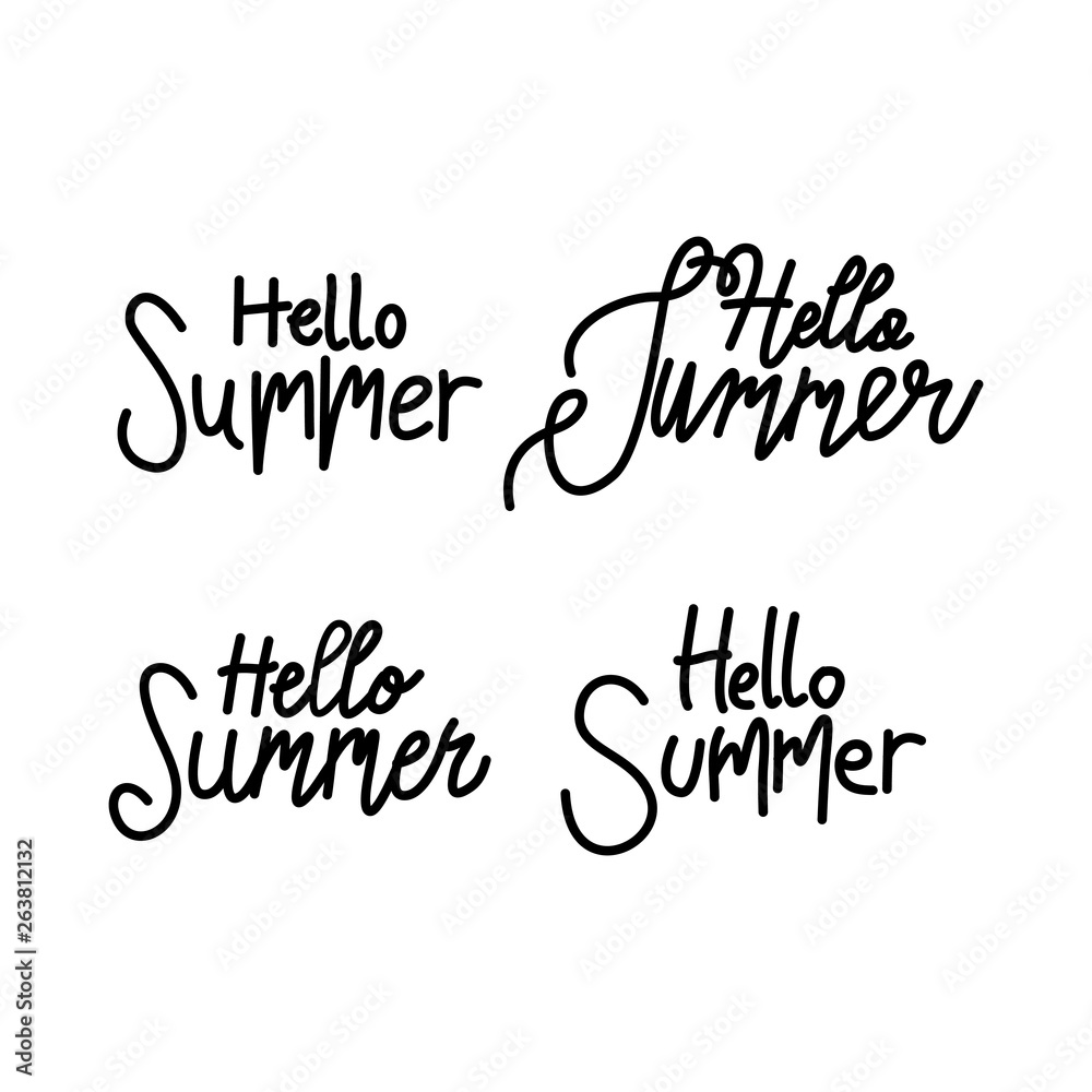 Hello Summer Script text Design Template Vector