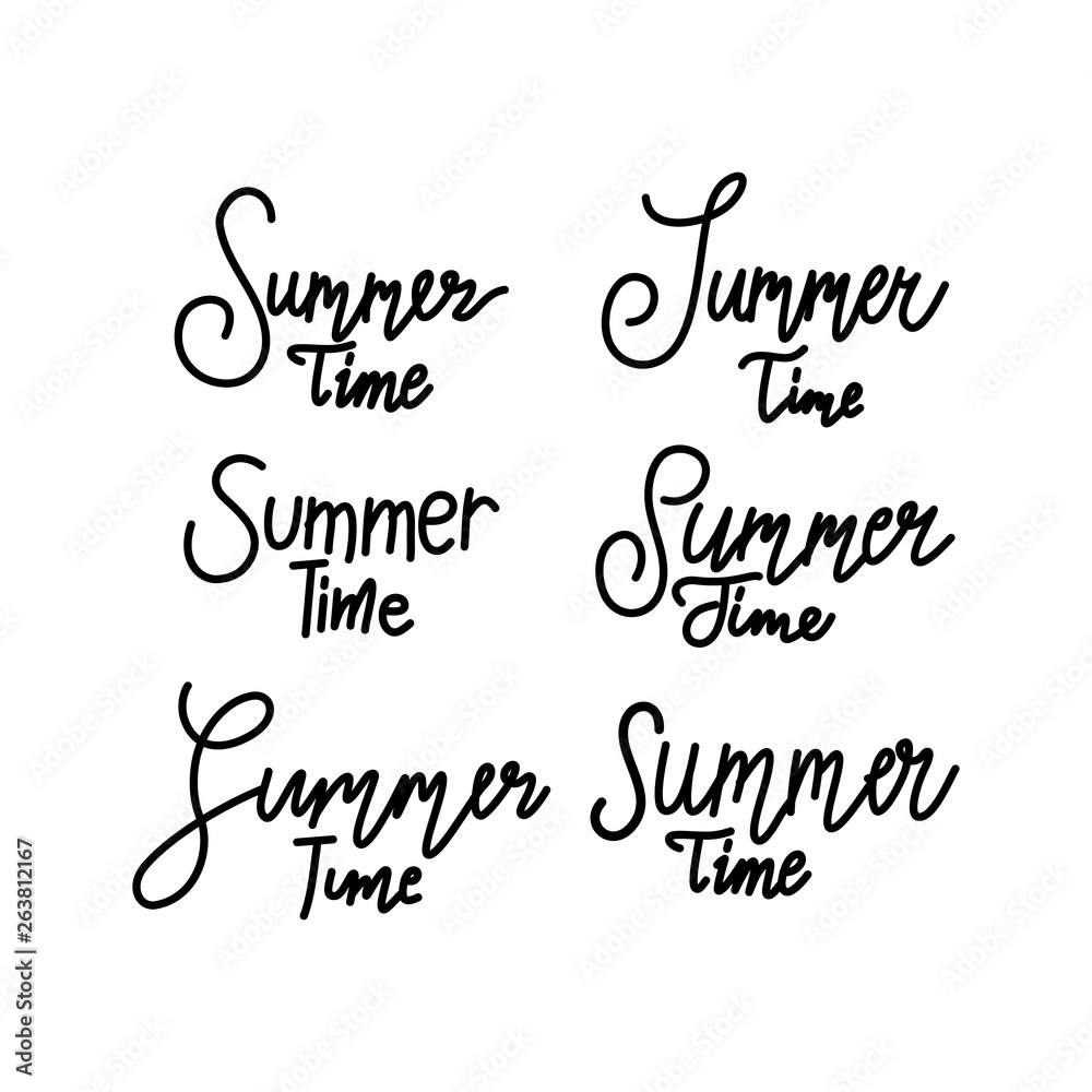 Summer Time Script Text Design Template Vector