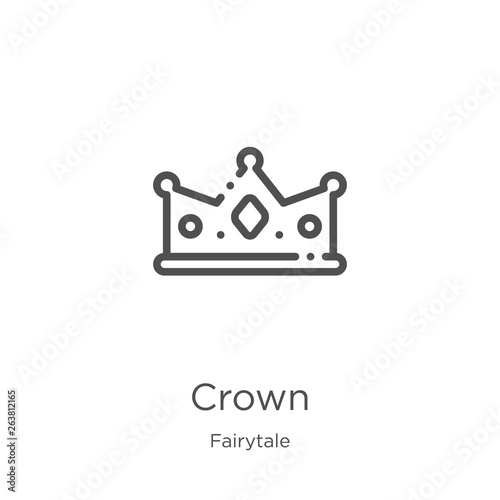 crown icon vector from fairytale collection. Thin line crown outline icon vector illustration. Outline, thin line crown icon for website design and mobile, app development.