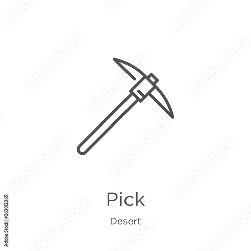 pick icon vector from desert collection. Thin line pick outline icon vector illustration. Outline, thin line pick icon for website design and mobile, app development.