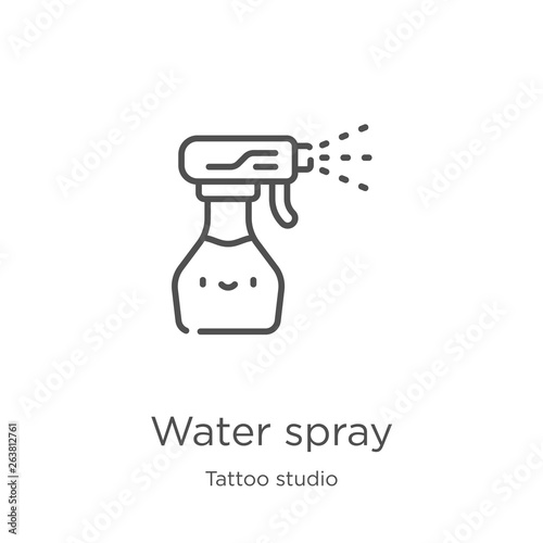 water spray icon vector from tattoo studio collection. Thin line water spray outline icon vector illustration. Outline, thin line water spray icon for website design and mobile, app development.