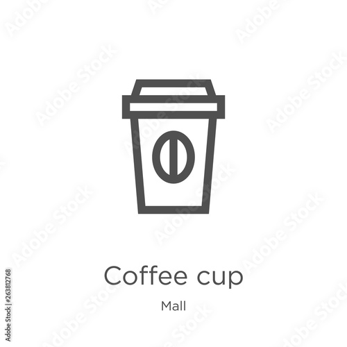 coffee cup icon vector from mall collection. Thin line coffee cup outline icon vector illustration. Outline, thin line coffee cup icon for website design and mobile, app development.