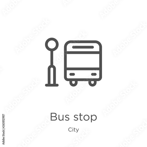 bus stop icon vector from city collection. Thin line bus stop outline icon vector illustration. Outline, thin line bus stop icon for website design and mobile, app development.
