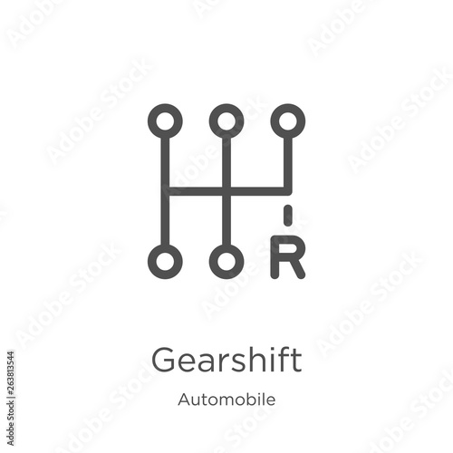gearshift icon vector from automobile collection. Thin line gearshift outline icon vector illustration. Outline, thin line gearshift icon for website design and mobile, app development. photo