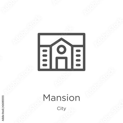 mansion icon vector from city collection. Thin line mansion outline icon vector illustration. Outline, thin line mansion icon for website design and mobile, app development.