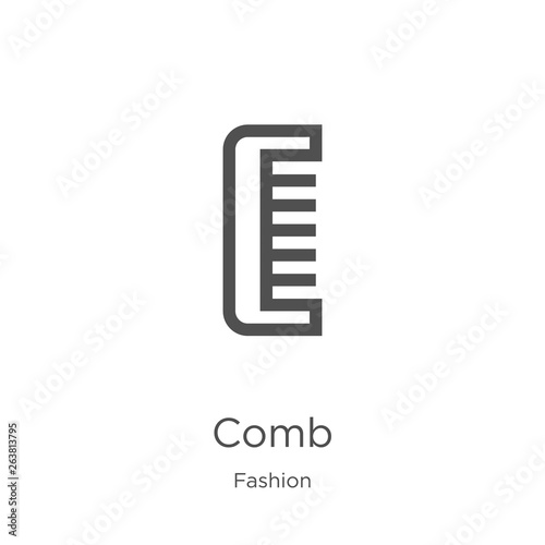 comb icon vector from fashion collection. Thin line comb outline icon vector illustration. Outline, thin line comb icon for website design and mobile, app development.