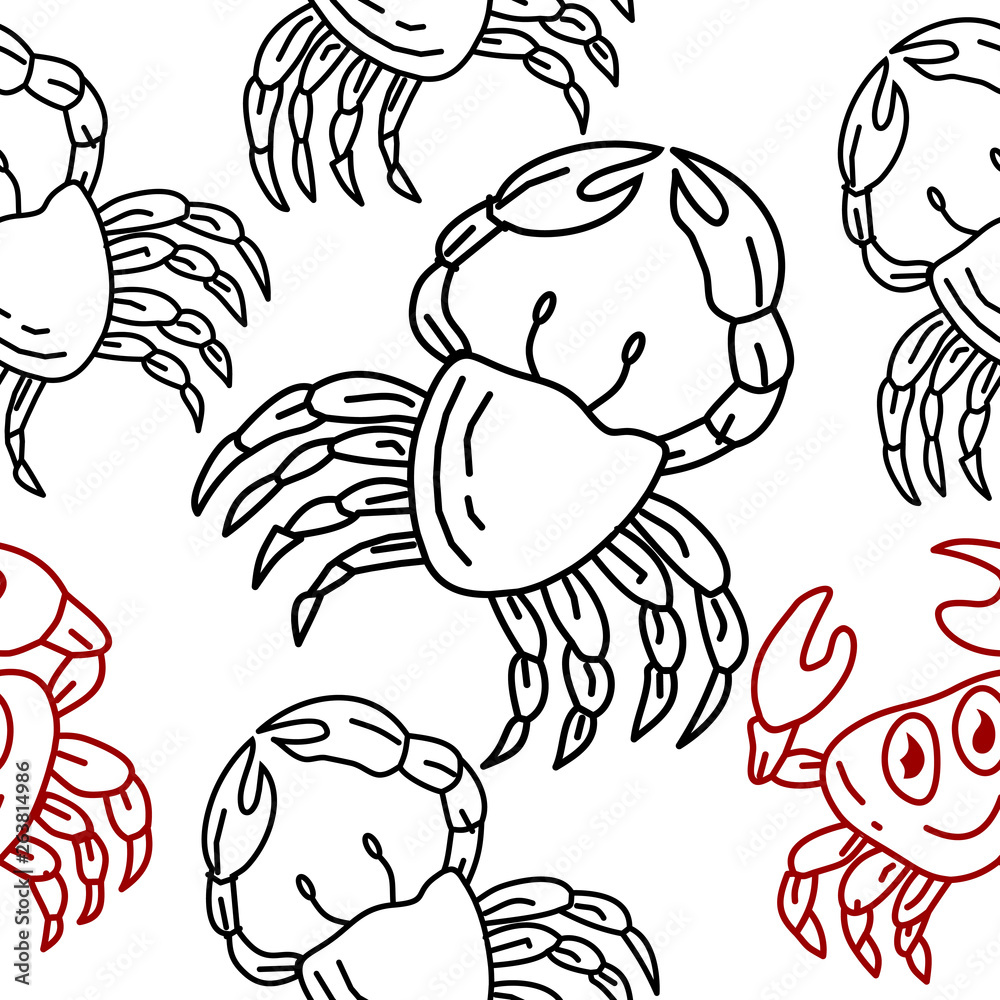 Crab Pattern Seamless Design Template Vector Crab Pattern Seamless Design Template Vector
