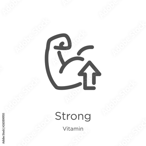 strong icon vector from vitamin collection. Thin line strong outline icon vector illustration. Outline, thin line strong icon for website design and mobile, app development.