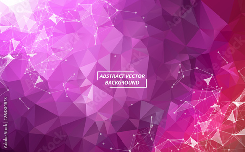 Abstract Purple Polygonal Space Background with Connecting Dots and Lines.  Connection structure. Vector science background. Futuristic HUD background.
