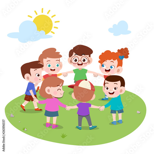 kids playing together make circle vector illustration