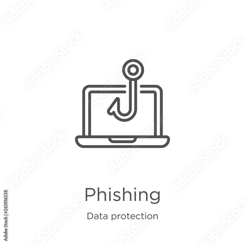 phishing icon vector from data protection collection. Thin line phishing outline icon vector illustration. Outline, thin line phishing icon for website design and mobile, app development.