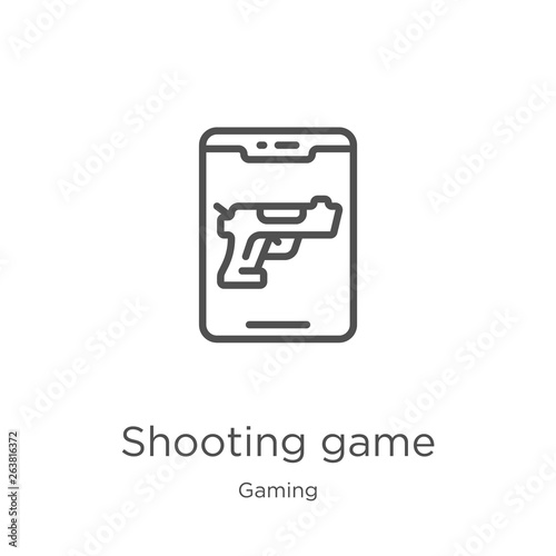 shooting game icon vector from gaming collection. Thin line shooting game outline icon vector illustration. Outline, thin line shooting game icon for website design and mobile, app development.