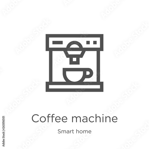 coffee machine icon vector from smart home collection. Thin line coffee machine outline icon vector illustration. Outline, thin line coffee machine icon for website design and mobile, app development.