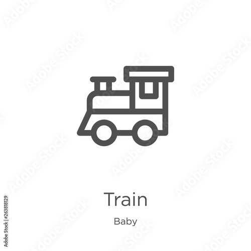 train icon vector from baby collection. Thin line train outline icon vector illustration. Outline, thin line train icon for website design and mobile, app development.
