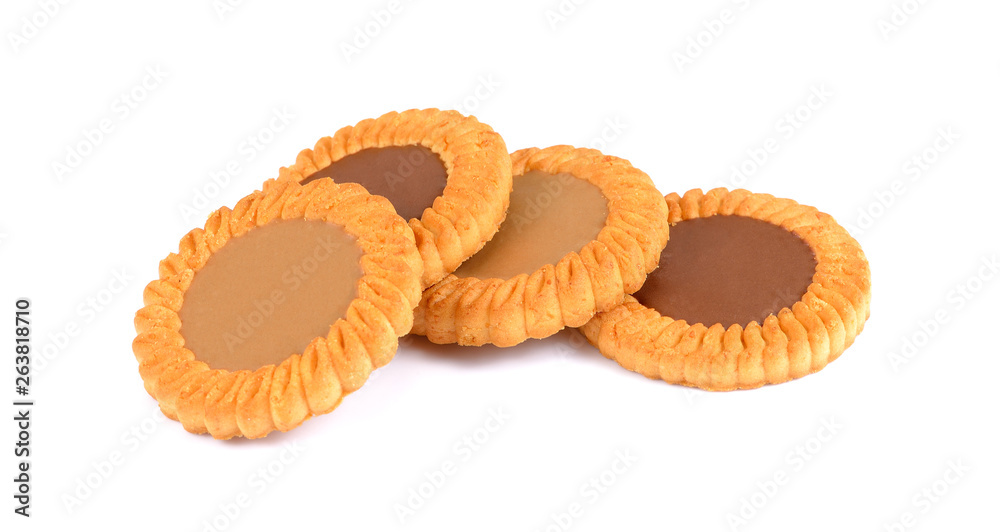Chocolate cookies isolated on white background