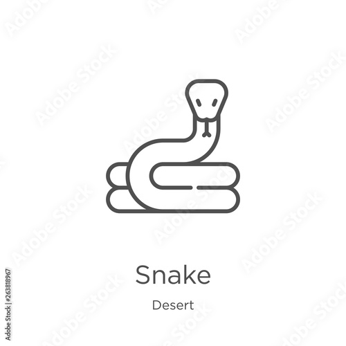 snake icon vector from desert collection. Thin line snake outline icon vector illustration. Outline, thin line snake icon for website design and mobile, app development.