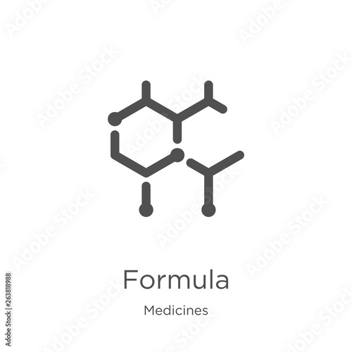formula icon vector from medicines collection. Thin line formula outline icon vector illustration. Outline, thin line formula icon for website design and mobile, app development.