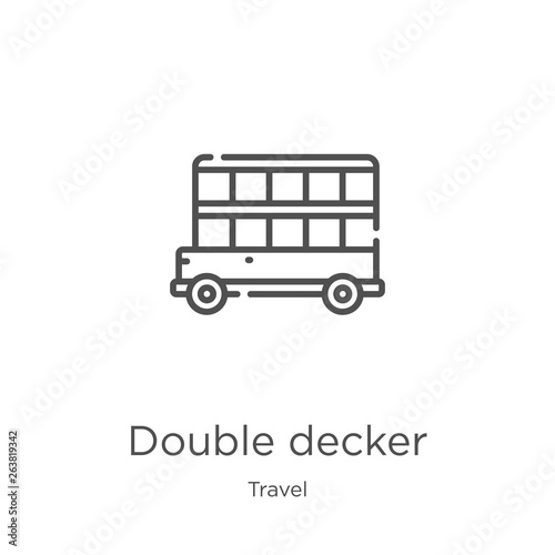 double decker icon vector from travel collection. Thin line double decker outline icon vector illustration. Outline, thin line double decker icon for website design and mobile, app development.