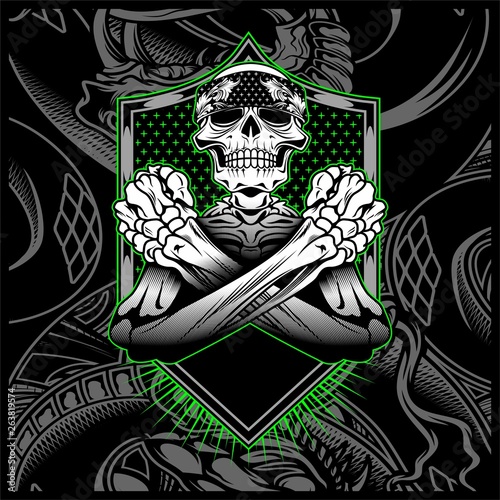 skull bandana hand drawing vector