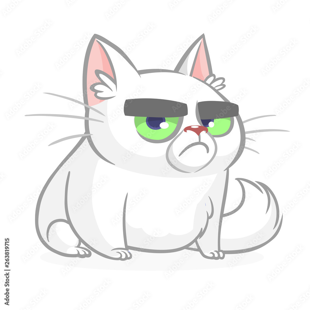 cartoon-cranky-white-cat-cute-fat-cartoon-cat-illustration-with-a