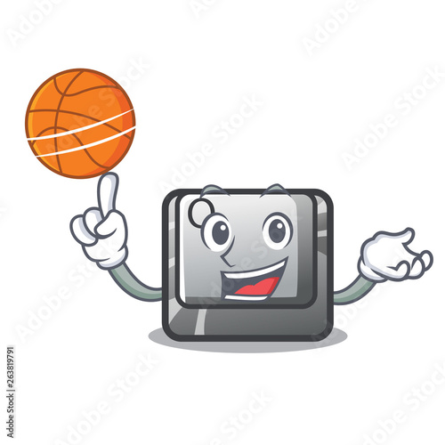 With basketball button Q isolated in the mascot