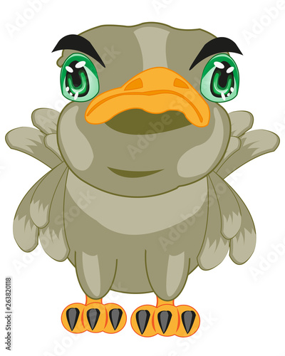 Cartoon nestling on white background is insulated