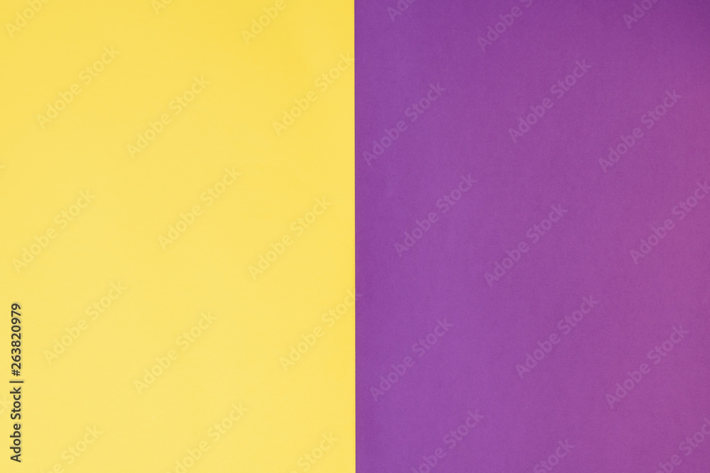 The background of the paper is yellow and purple. Flat style.