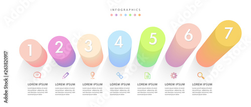 Vector infographic design UI template colorful gradient bar chart labels and icons