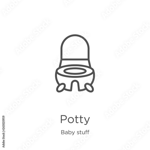 potty icon vector from baby stuff collection. Thin line potty outline icon vector illustration. Outline, thin line potty icon for website design and mobile, app development.
