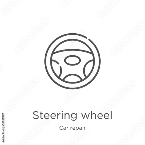 steering wheel icon vector from car repair collection. Thin line steering wheel outline icon vector illustration. Outline, thin line steering wheel icon for website design and mobile, app development.