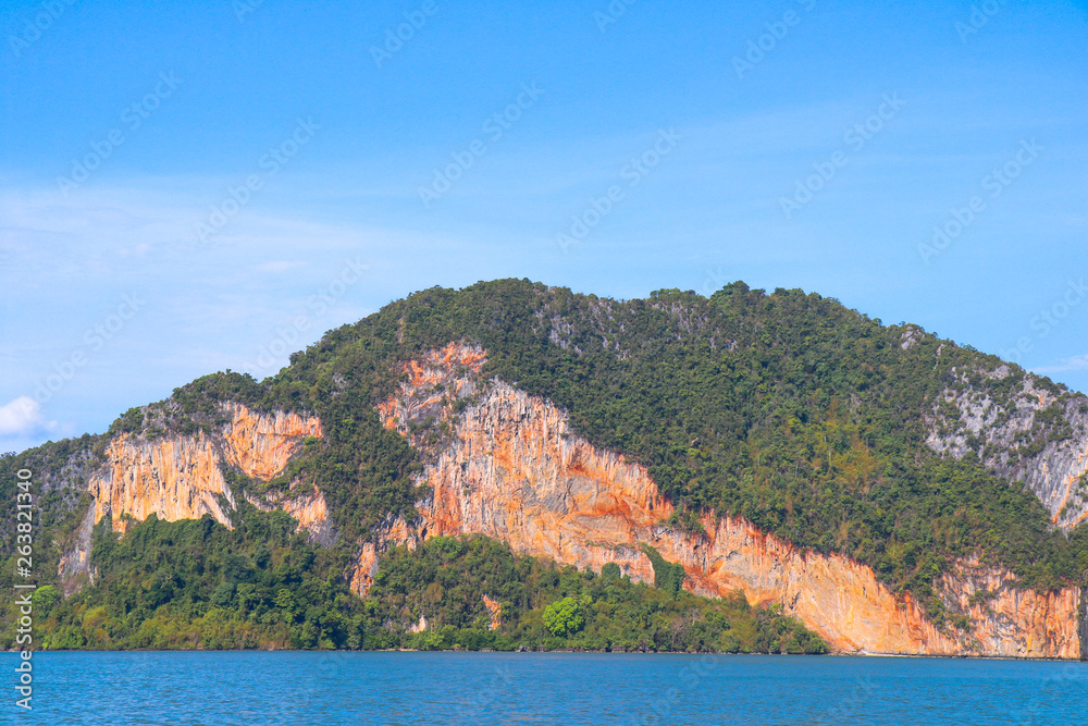 Mountains in the sea, panga Province, Thailand, Animal Shapes on the cliff