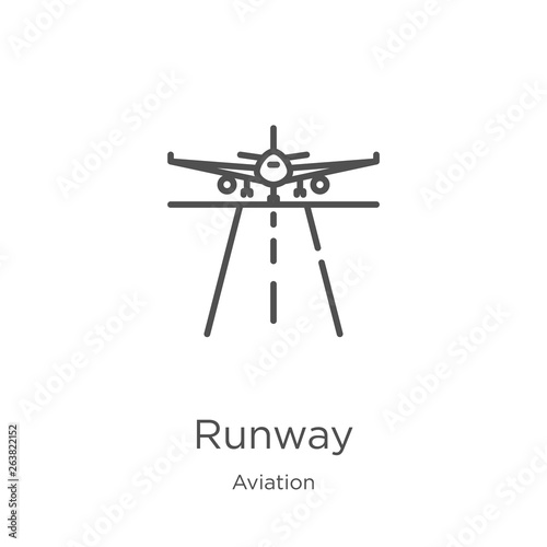 runway icon vector from aviation collection. Thin line runway outline icon vector illustration. Outline, thin line runway icon for website design and mobile, app development.