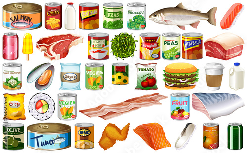 Set of isolated food