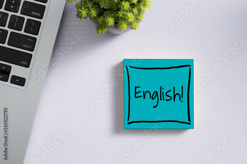 English Learning Concept On Sticky Note photo