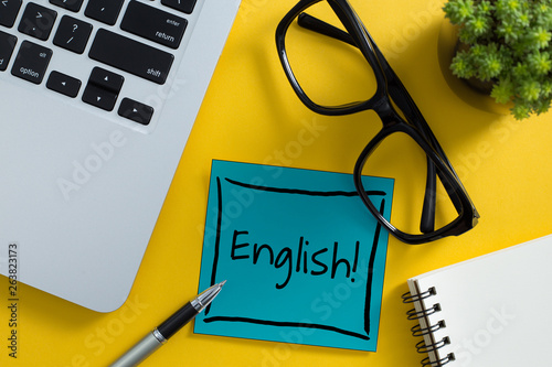 English Learning Concept On Sticky Note