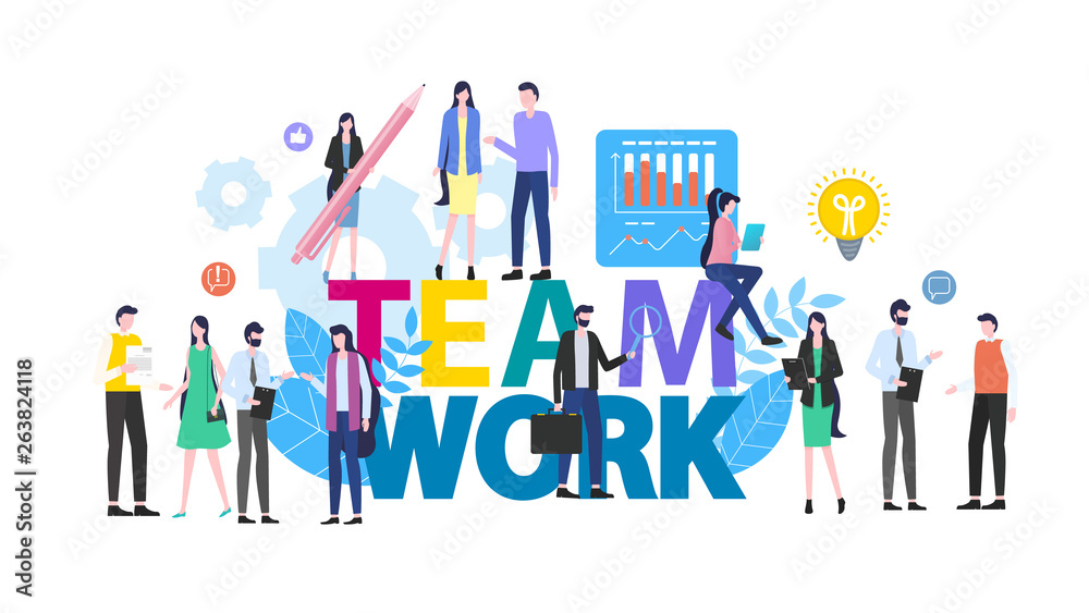Teamwork Cartoon People Man Woman Office Worker Teamwork Cartoon People Man Woman Office Worker
