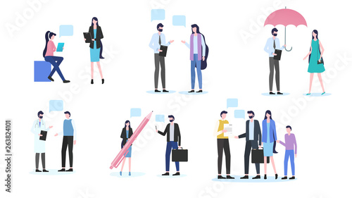 People Talk Man Woman Dialog Doctor Patient Meet