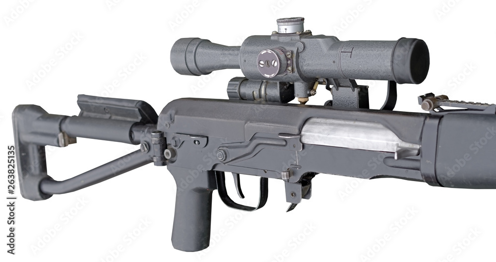 modern sniper rifle with optic scope