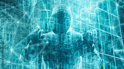 E-mail hacks by trojan virus, cybersecurity in digital transformation concept