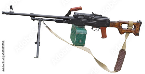 Machine gun on white