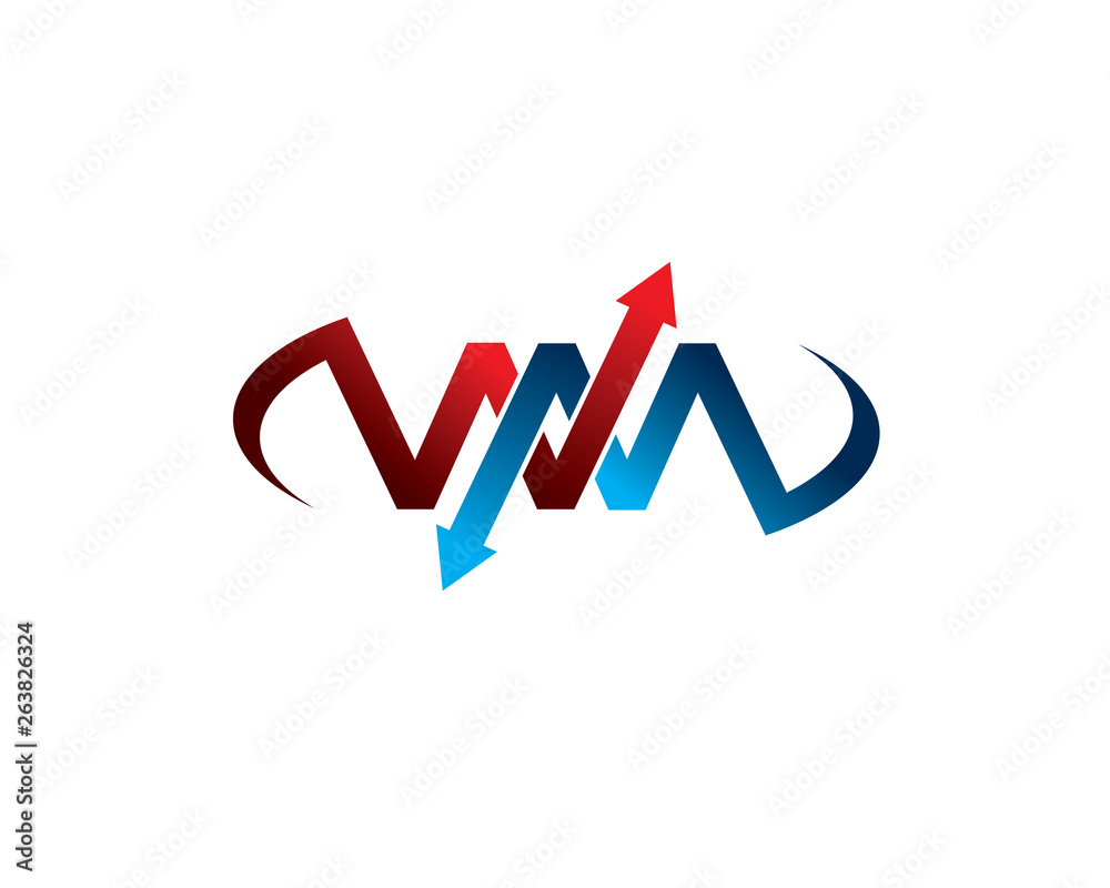 initial letter w m logo with intersect arrows and infinity shape initial letter w m logo with intersect arrows and infinity shape