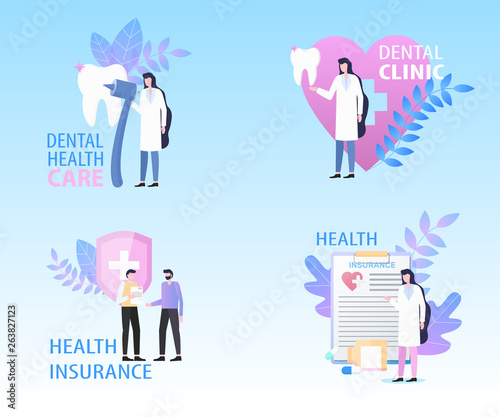 Dental Clinic Health Care Insurance Banner Set