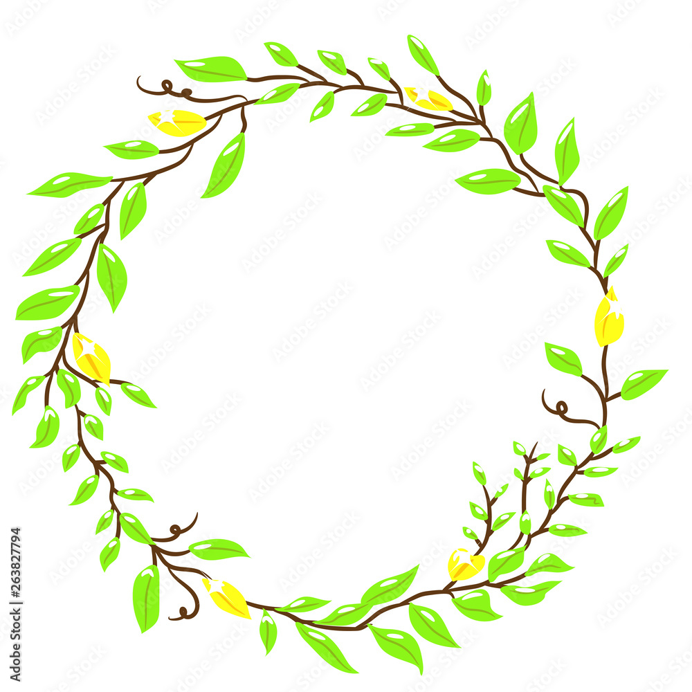 Naklejka frame with green leaves
