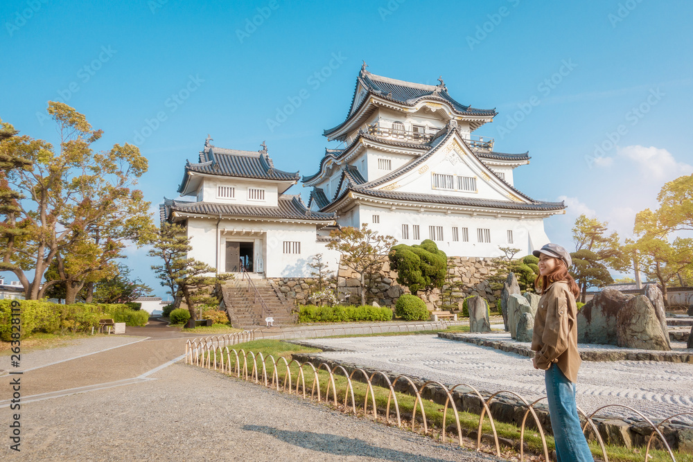 Obraz premium Zamek Kishiwada w mieście Kishiwada w Osace
