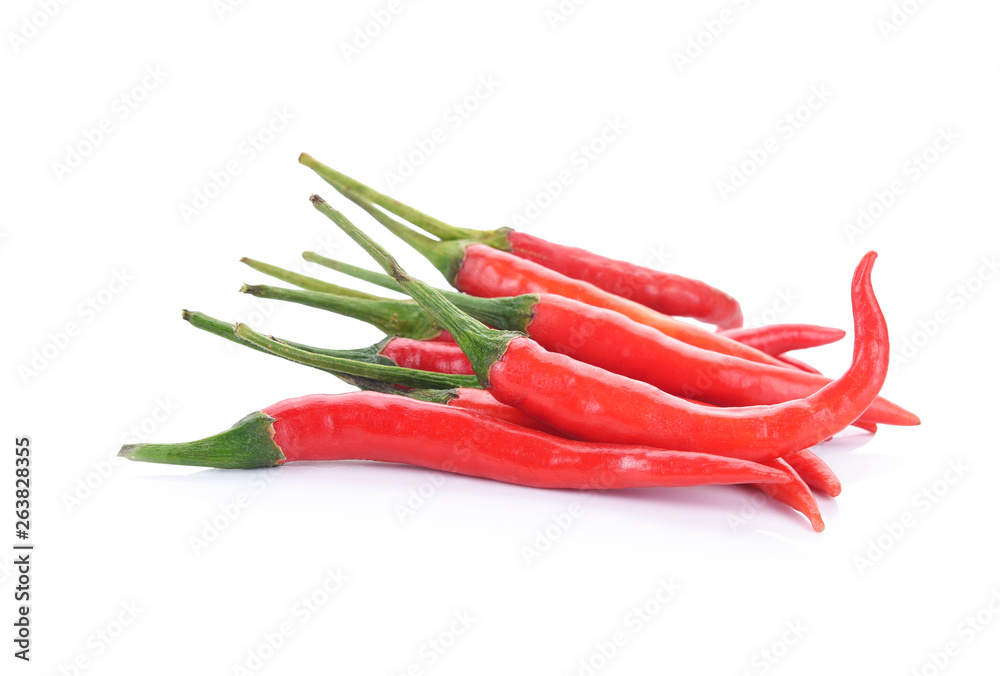 Red Spicy Chili Peppers Isolated on White Background Red Spicy Chili Peppers Isolated on White Background