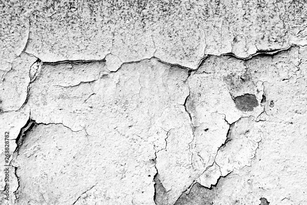 Old painted wall background texture close up. Black and white