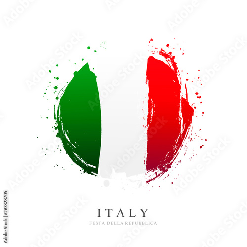 Italian flag in the form of a large circle. Vector illustration