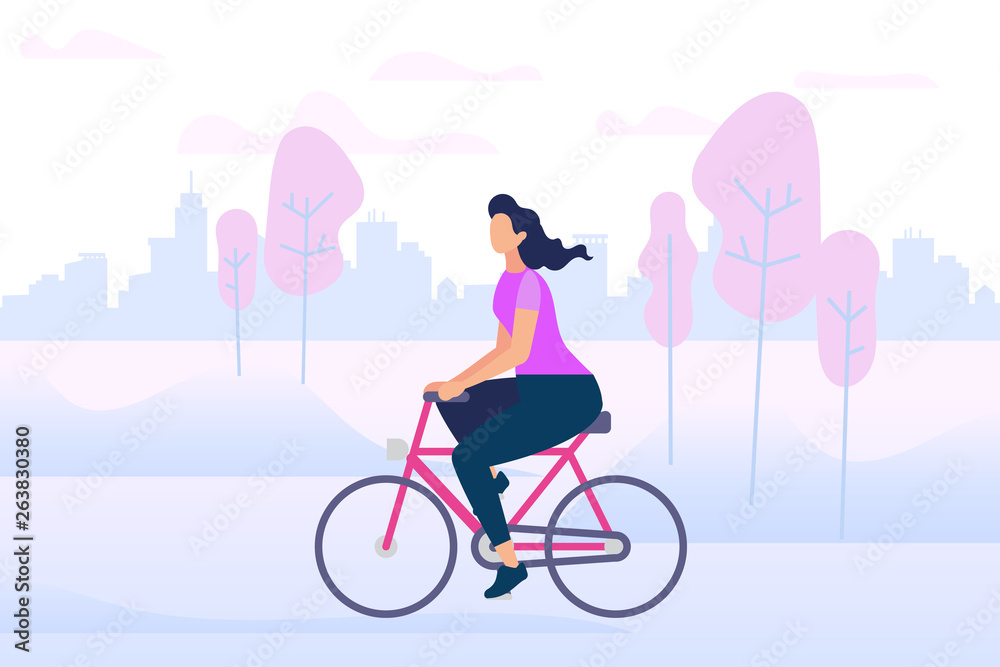 Φωτογραφία Active Stylish Girl Enjoying Bike Ride Open Air.